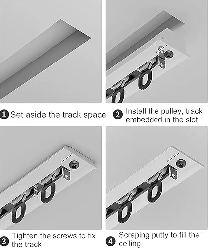 Rail de rail de rideau 2 3 4 5 6 7 8 9 10 m Rails de rideau encastrés et raccords de montage au plafond, tringle à rideau en aluminium commercial, poteau de séparation de pièce, sa - Nail Gallerys