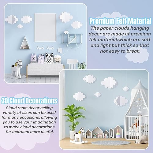 16 Pièces Nuages Décoratifs à Suspendre Plafond, Accessoires de Nuage Artificiels, Faux Nuages pour Plafond, 3D Décorations de Nuage, Nuages Suspendus pour Le Plafond Pour Scène, Mariage, Anniversaire - Nail Gallerys