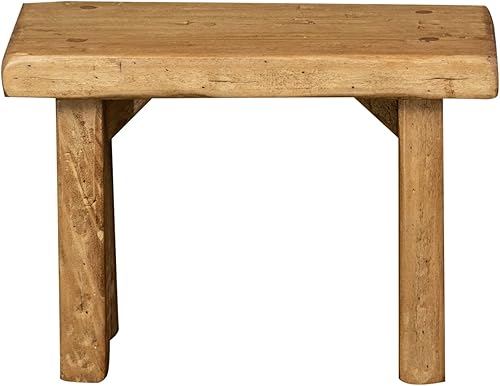 Biscottini Tabouret en Bois Bas 26x13x18 cm | Tabouret de Salle de Bain | Banc en Bois | Petit Tabouret en Bois | Support pour Plantes - Nail Gallerys