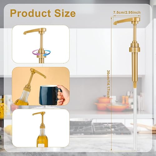 4 Pompe à Sirop à Café, Convient à la Plupart des Bouteilles de Sirop de 750 Ml, Doré Coffee Syrup Pump Distributeur Sirop Pompe pour Café Maison Bouteille de Sirop à Café, Ne Coule Pas - Nail Gallerys