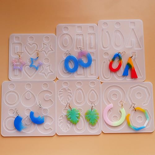 Yayatty 10 PCS Moules en Résine pour Boucles D'oreilles Silicone Moule pour Bijoux, Silicone Moule pour Bijoux avec Crochet D'oreille pour Boucle D'oreille, Pendentif Bricolage - Nail Gallerys