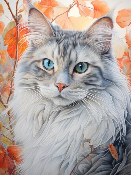 MIRONS Broderie diamant, Images de chat à fourrure, G, 50 x 70 cm. peinture diamant adulte broderie à la main mosaïque perle diamant a coller tableau strass diamant peinture numero 5d puzzle diamant - Nail Gallerys