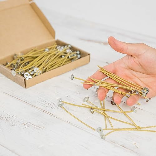 Lot de 100 mèches de bougies durables en chanvre renouvelable et cire d'abeille naturelle sans paraffine (10 cm) avec porte-mèche pratique - Nail Gallerys