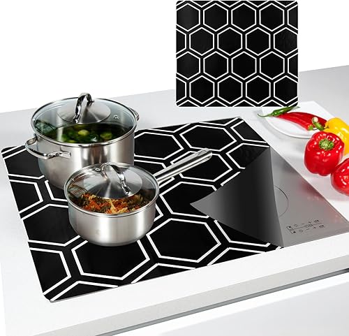 61 x 53 cm - Grand tapis de protection en silicone pour plaque à induction - Tapis de protection multifonction antidérapant - Noir - Pour cuisinière à induction - Nail Gallerys