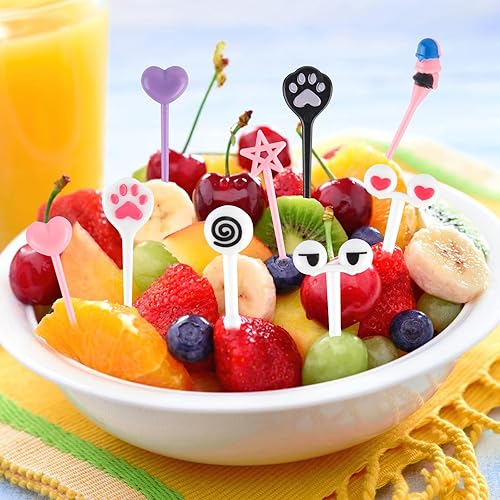 Kayqbonke Lot de 72 fourchettes à fruits pour enfants - En plastique - 15 mini brochettes à fruits - Pour boîte à déjeuner, fête, thé de l'après-midi - Nail Gallerys