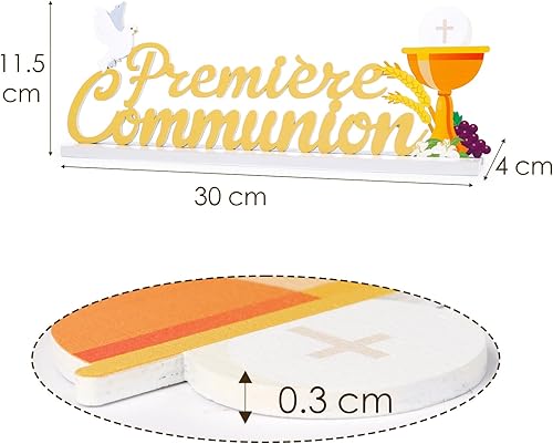 Décoration Communion en Bois 31x11 cm Ornement Doré pour Première Communion Accessoire en Français Deco Table Fille Garçon - Nail Gallerys