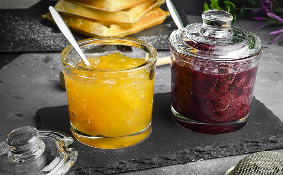Lot de 2 pots à épices sur plateau en ardoise avec cuillère, pots à parmesan, pots à confiture, salière et conservation.