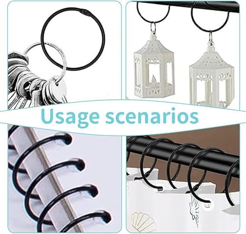 PEXIVOZ 40 Pack Anneaux de Rideau de Douche, Crochets Ronds pour Salle de Noir - Lot de 40 Crochets en Plastique Noir en pour Rideaux de Douche - Nail Gallerys