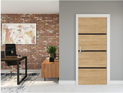 NORDLINGER PRO Kit rénovation porte décor chêne et profilés noirs - Adhésif - Nail Gallerys