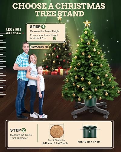 Pied de Sapin de Noel: Support Pied Sapin de Noël avec réserve d'eau, Pied de Sapin avec roulettes Metal pour Arbres jusqu'à 2 m de Tronc 3 à 12 cm - Christmas Tree Stand Goodjob Vert - Nail Gallerys