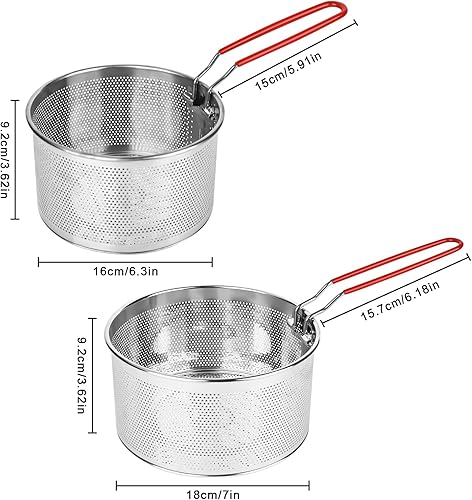 Rzspher Lot de 2 passoires à pâtes en acier inoxydable avec poignée amovible - Passoire à pâtes en métal - Panier à friteuse - Passoire de cuisine en acier inoxydable pour laver, égoutter, frire - Nail Gallerys
