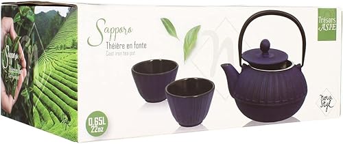 TheKitchenette - Théière en Fonte Bleu Sapporo avec ses 2 Tasses 0.6 L - Nail Gallerys