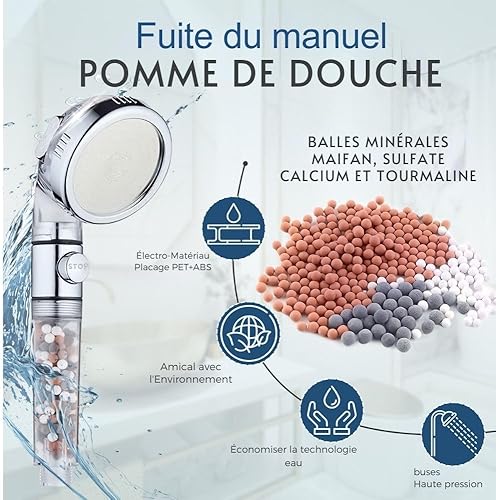 VOYXLIBRE - pommeau de douche + flexible de douche 1,5 m + support pommeau de douche| pommeau de douche haute pression - 3 modes de jets réglables - pommeau douche anti calcaire - Nail Gallerys