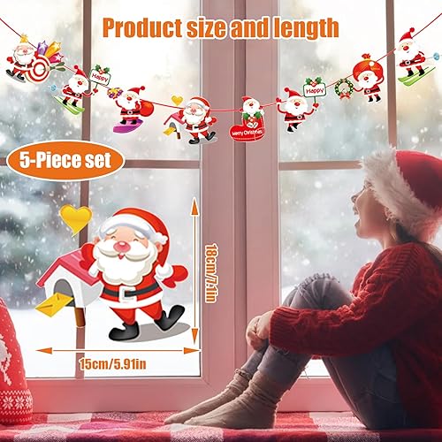 5 Pièce Différent Noël Guirlande Banderole,Noël Guirlande Banderole,Suspendu en Papier Guirlande de Noël,Guirlande de Noël Banderole,Banderole Noel Fanions de Noël,pour Noël - Nail Gallerys