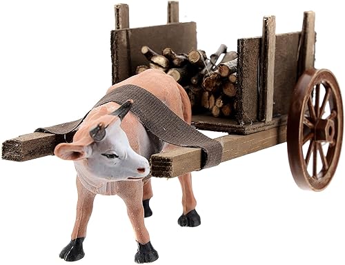 Holyart Charrette avec Boeuf Marron 10x15x10 cm pour crèche 8 cm - Nail Gallerys