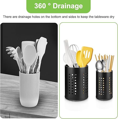 MOAMUN 4 Pot Ustensiles Cuisine Porte Ustensiles Cuisine, Inox Egouttoir Couvert Pot a Ustensile De Cuisine, Rangement Ustensiles Cuisine Ustensile Cuisine pour Organiser Tiroirs Comptoirs - Nail Gallerys