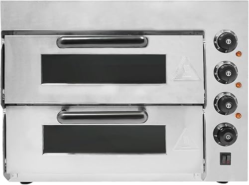 ACROSSPART Four électrique à pizza en acier inoxydable, 3000 W, double four avec minuterie jusqu'à 60 minutes, température jusqu'à 350 °C - Nail Gallerys