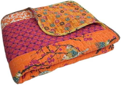 Lush Decor Royal Empire Couverture d'automne réversible en Coton rayé, 127 x 152,4 cm (l x L), Motif bohème coloré Tangerine, Orange, matelassé, pour lit, canapé ou Chaise - Nail Gallerys