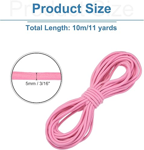 QUARKZMAN Cordon Élastique en Corde Extensible Épaisse de 3/16' (5 mm) x 11 Yards, Corde Élastique pour Couture DIY, Camping en Plein Air, Sangle d'attache, Rose Clair - Nail Gallerys