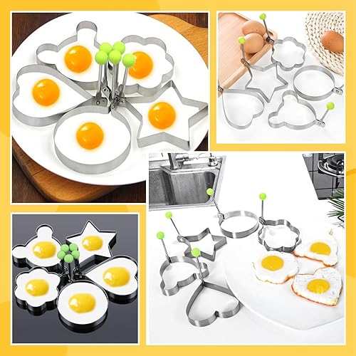 Moule à omelette，Moules à œufs miroir，Moules à œufs miroir pour Le Moule à œufs en acier inoxydable avec poignée Oeufs Convient pour les œufs au plat Crêpes Omelettes，5 pièces - Nail Gallerys