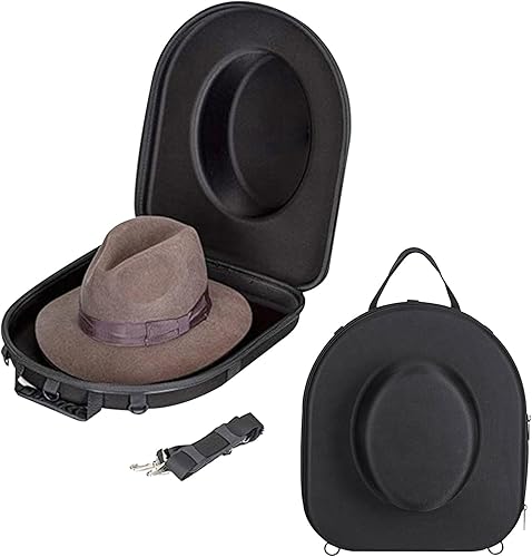 Qivine Étui Rigide pour Chapeaux de Voyage, Étui à Chapeau avec Bandoulière Régable et Poignée de Transport, Sac de Transport pour Casquettes Anti-déformation, pour Domicile et Voyage, Noir - Nail Gallerys