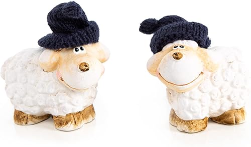 Logbuch-Verlag Lot de 2 figurines décoratives en forme de mouton à poser - Blanc et marron - 6 cm - Nail Gallerys