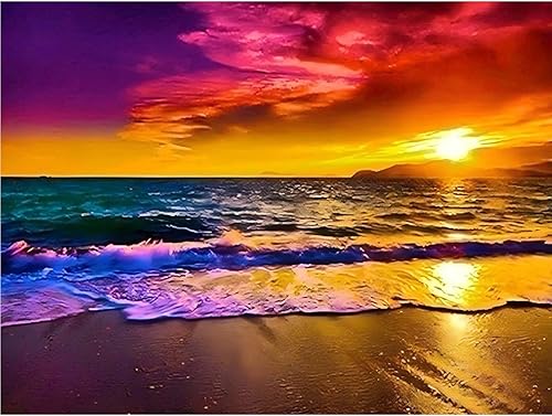 TOSTOG Diamond Painting Kit Adulte Débutant,Plage Diamant Painting Images Ronde Diamond Peinture Diamant Adulte,Paysage 5D DIY Cristal Débutant Art Set pour Décoration Murale Maison 30x40cm - Nail Gallerys