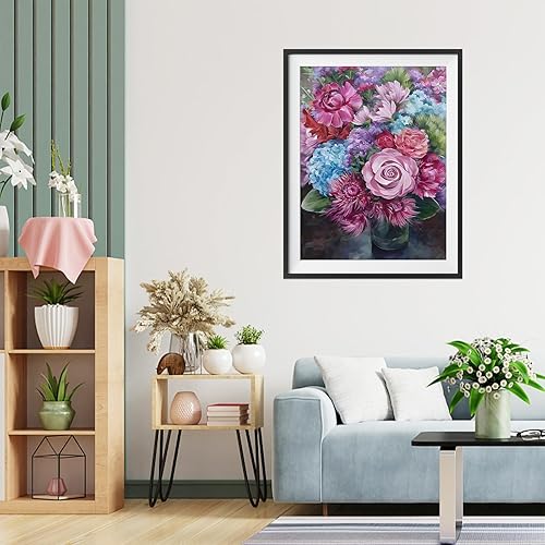 TOSTOG Diamond Painting Kit Adulte Débutant,Diamant Painting Images Fleurs Ronde Diamond Peinture Diamant Adulte,5D DIY Cristal Débutant Art Set pour Décoration Murale Maison 30x40cm - Nail Gallerys