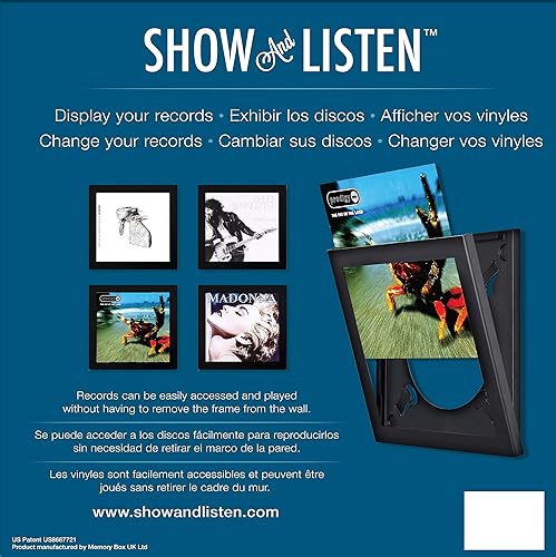 Easy Change Frame Show & Listen Cadre pour Vinyle avec Ouverture Frontale, Acrylique, Noir, 38 x 38 x 3 cm - Nail Gallerys