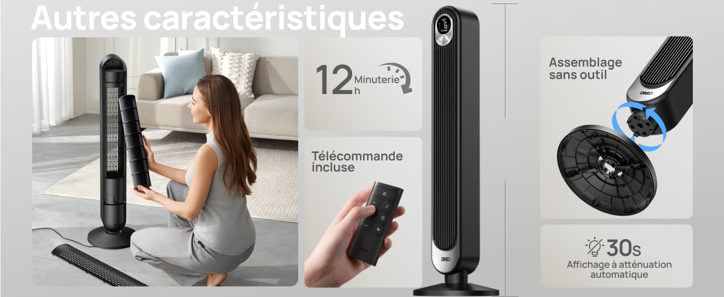 Dreo Ventilateur Colonne Silencieux avec Alexa