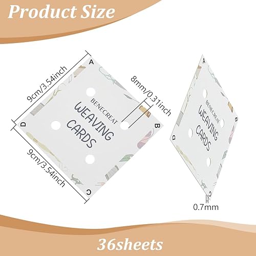 BENECREAT 36 Pièces Carte de Tissage Carrée, Cartes à Tisser à 90x90 trous de 4mm, Outils de Tissage Faits à la Main, Fournitures de Tissage Sur Métier à Tisser, Fournitures de Tissage Sur Tablette - Nail Gallerys
