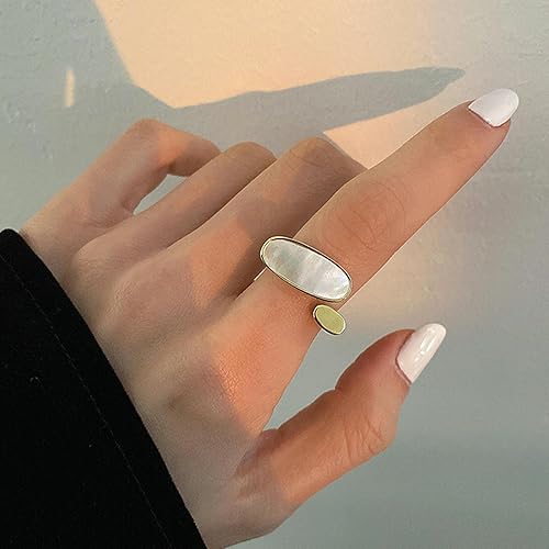 Bague ouverte réglable en forme de coquillage - Doré - Minimaliste - Empilable - Bijou pour femme - Accessoire bohème unisexe - Nail Gallerys