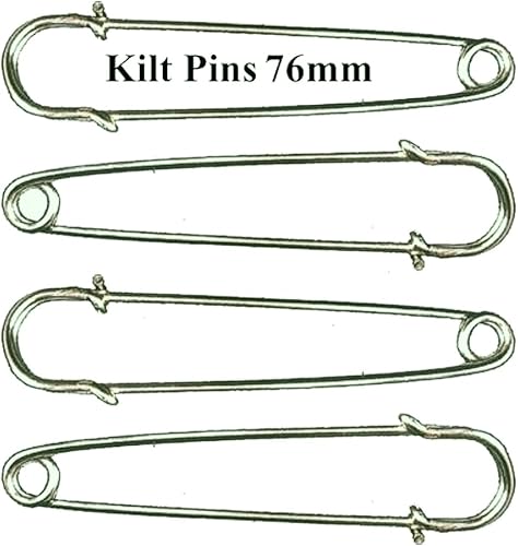 1877 Lot de 4 grandes épingles à kilt 76 mm Argenté - Nail Gallerys
