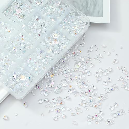 FINEASY 5130pcs Cristaux Acrylique Diamants, Décorations de Table de Mariage 3/6/10 mm, Diamants en Acrylique Transparents Clair Pierres de Strass pour Décorations de Perles de Vase - Nail Gallerys