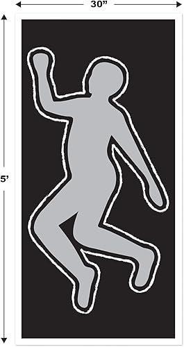 Beistle Silhouette de corps 57831 PSI, 0,9 x 1,5 m, blanc/noir/argent, plastique - Nail Gallerys