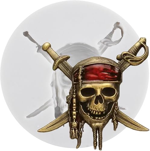 Sijiangmold Moules en silicone pirate tête de mort moule à fondant pour décoration de gâteau d'Halloween chocolat cupcake toppers bonbons argile polymère pâte en caoutchouc - Nail Gallerys