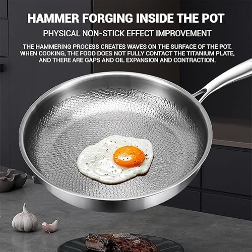 Qiamia Titanium Hammered Pan Pro, Durable, Scratch-Resistant Nonstick Frying Pan with Lid, It Won’t Stick to the Pan and Retains Nutrients, Making It Suitable for Kitchen Novices (With Lid,11in) - Nail Gallerys