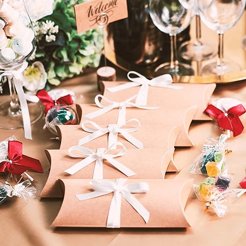 Boîtes-Cadeaux MATICAN, 100-Pack de Boîtes-Cadeaux en Forme de Coussin avec Cordelette, Mini Boîtes en Kraft, 19 x 9,4 x 3 cm - Nail Gallerys