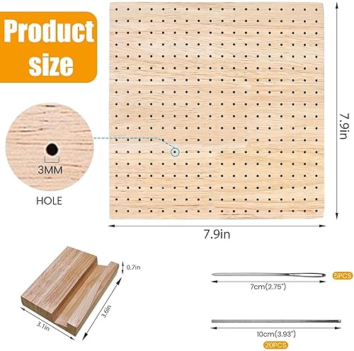 Planche de blocage avec épingles : planche de blocage pour Granny Square, 20 épingles en acier inoxydable, planche de blocage au crochet en bois fait à la main pour tricot - Nail Gallerys