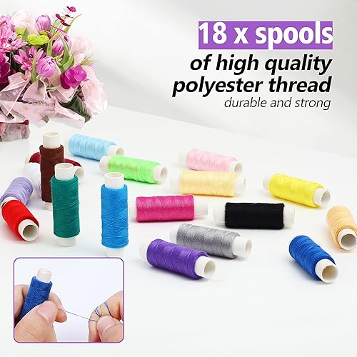 AUERVO Kit de couture 86 pièces avec fils et aiguilles pour adultes, bricolage, maison, voyage et urgence avec petit étui compact violet à fermeture éclair - Nail Gallerys