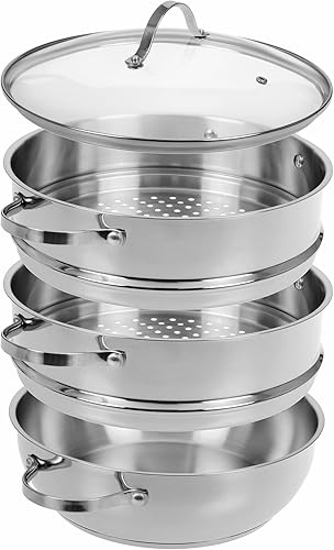 GRÄWE Cuiseur vapeur/poêle de service 28 cm avec deux inserts vapeur, série Pro-Line - Nail Gallerys