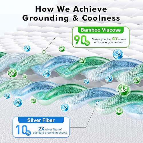 Draps de lit grand lit, 90 % rayonne dérivée de bambou, rafraîchissants et respirants, drap-housse à poches profondes 10 % fibre d'argent pour un meilleur sommeil (noir, grand lit – 152,4 x 203,2 x - Nail Gallerys