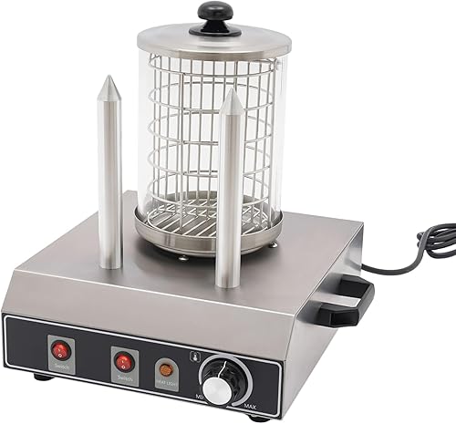 Chauffe-saucisses 422 W avec 2 brochettes chauffantes en acier inoxydable - Diamètre : 16 cm - Appareil Hot Dog - Température réglable de 0 à 85 °C - Cuiseur à saucisses électrique commercial - Nail Gallerys