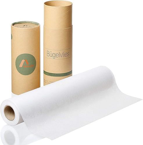 AMAZY Entoilage Thermocollant - Tissu Thermocollant pour Sac, Vêtement ou Accessoires - Stabilisateur pour Couture à la Machine à Coudre ou à la Main - Poids Léger, Thermocollant Blanc 9 m (60 g/m2) - Nail Gallerys