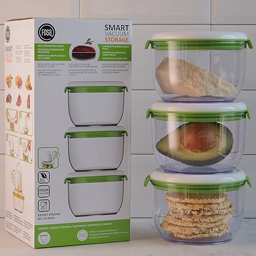 FOSA Set de 3 boîtes sous-vides 2-en-1, Série Madrid, rondes de 0,85 L - Nail Gallerys