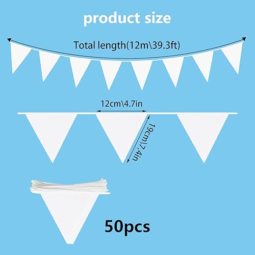 GAROMIA 50 pièces Drapeau du Triangle Blanc, Triangle Bannière en Coton Triangle Fanion Bannière Décoration Extérieure Fanion Blanc Guirlandes de Décorations pour Fête d'anniversaire Noël Mariage - Nail Gallerys