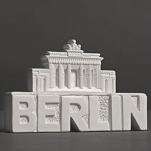 Inscription Berlin avec porte de Brandebourg - Sculpture en cellulose de qualité supérieure - Fabriquée à la main en Allemagne - Buste en blanc - 14 cm - Nail Gallerys