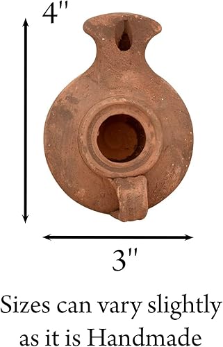 Herodian – Classique avec poignée – Réplique de la lampe à huile en argile antique dans un sac cadeau et certificat d'authenticité Hanukkah-Judaïque/cadeau chrétien - Nail Gallerys