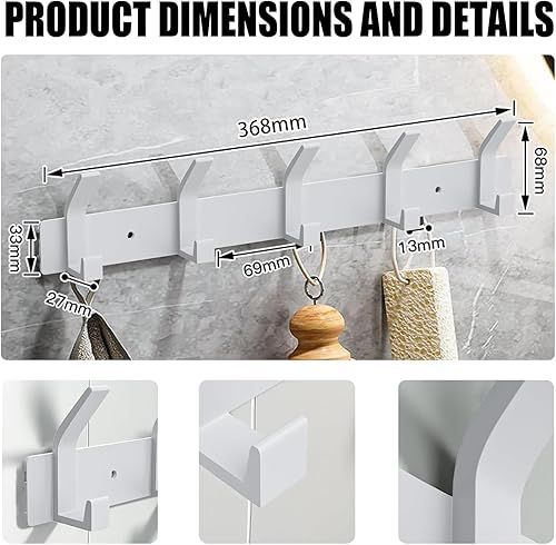AIVORO Porte Manteau Mural, 2 Pièces Porte Manteau, Crochet Porte Manteau Mural Pour Cuisine, Salle de Bain et Chambre (Blanc) - Nail Gallerys