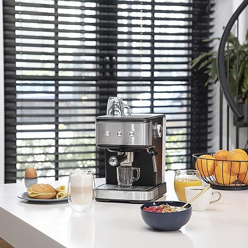 Princess Machine à espressos et capsules - Réservoir 1,5 L - 20 bar - 850 W - Compatible avec les capsules Nespresso 01.249413.01.001, Noir, Inox Brossé - Nail Gallerys